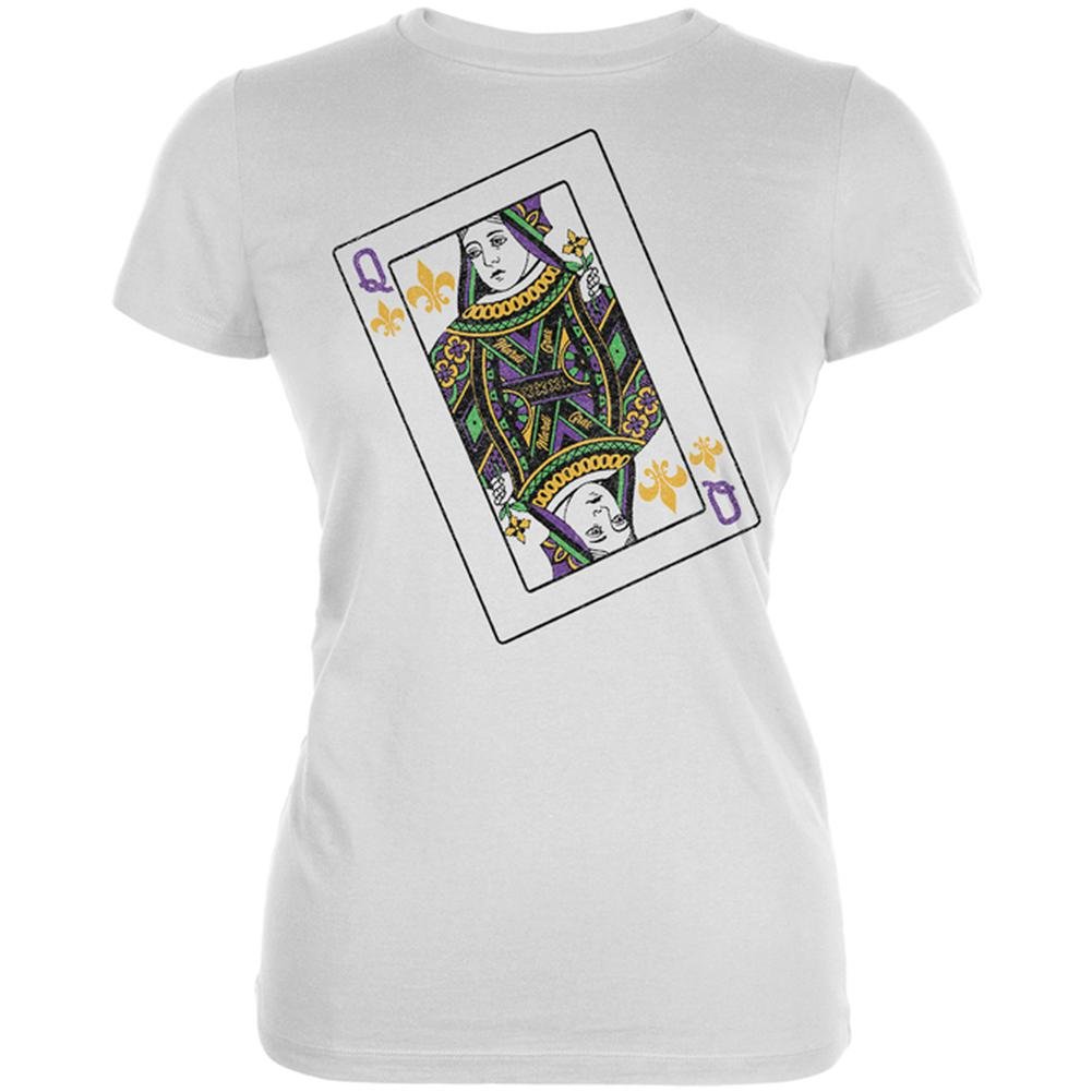 Queen of Mardi Gras Card Juniors Soft T-Shirt | Comfortable Cotton Tee for Women | Perfect for Carnival Parties & Festive Celebrations