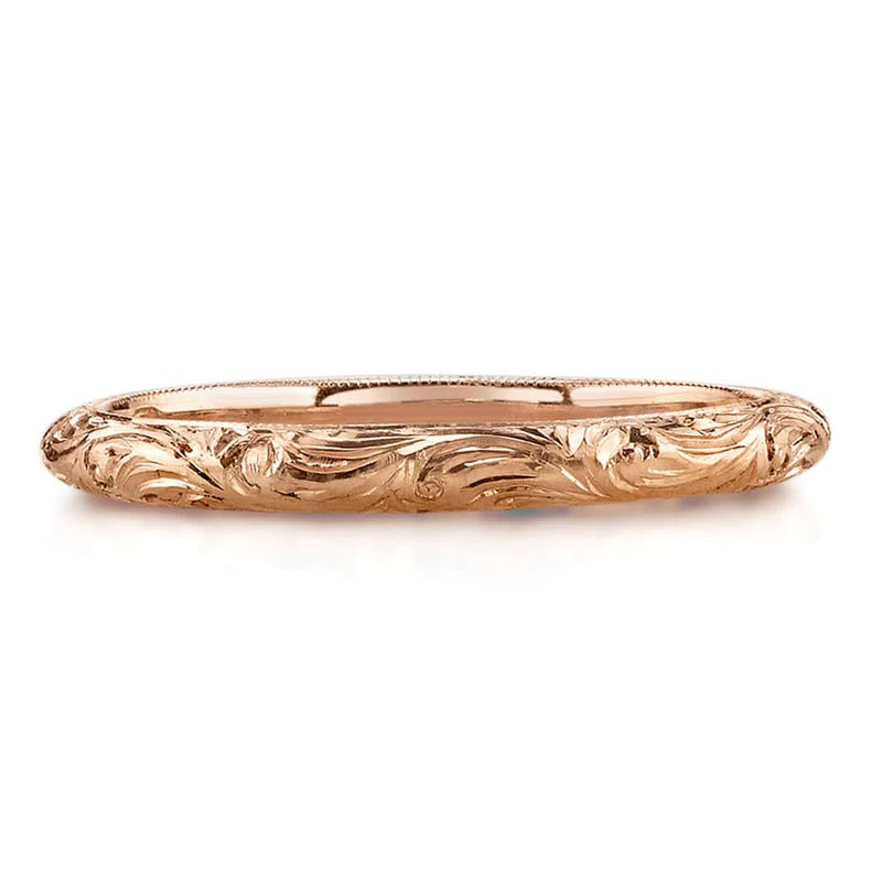 18K Rose Gold Single Stone Natalie Band Ring - Elegant & Durable for Weddings, Anniversaries & Everyday Wear
