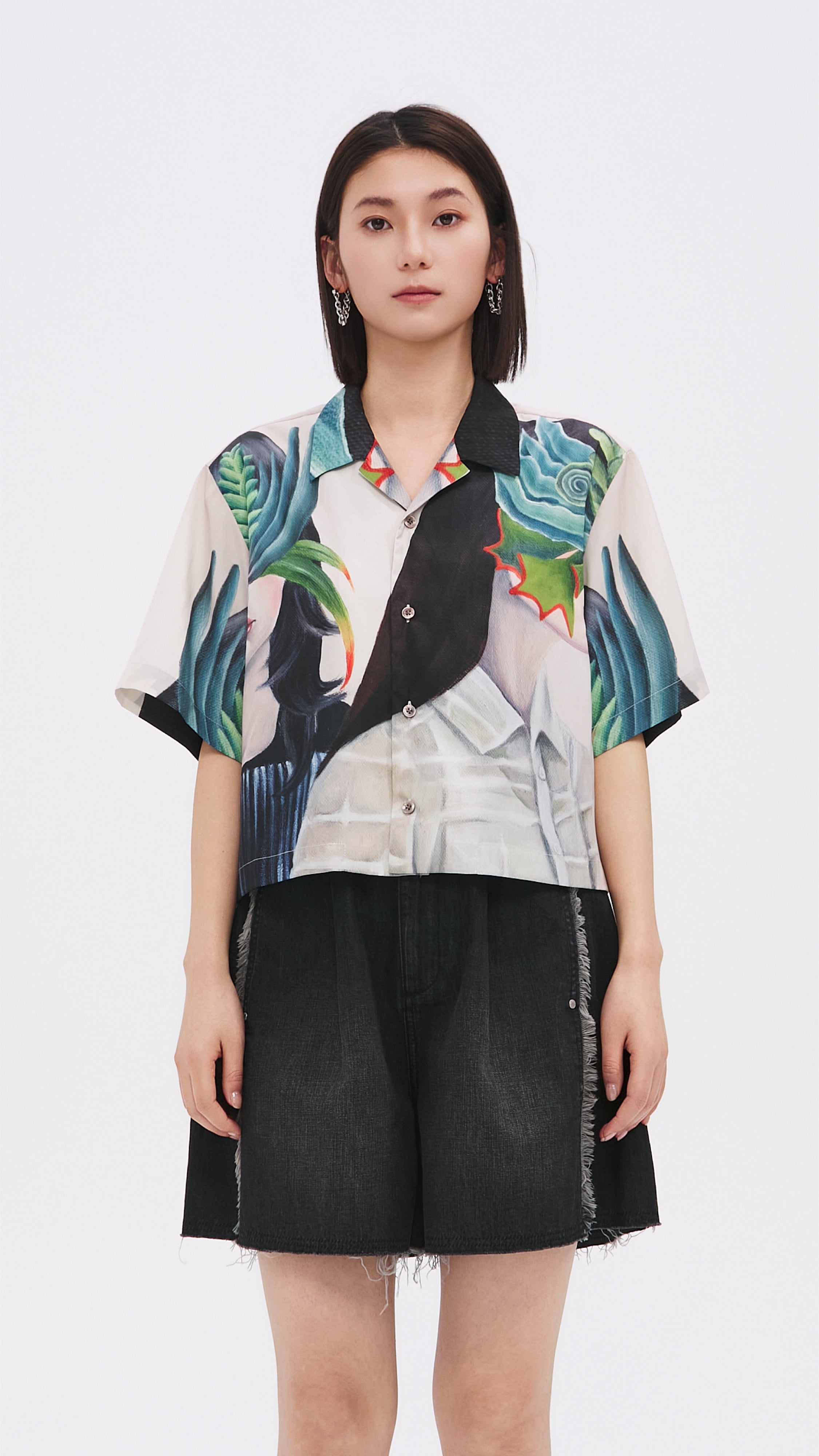 Mariko Enomoto Women's Printed Short Sleeve Shirt - Floral Summer Casual Tops for Beach, Vacation & Everyday Wear