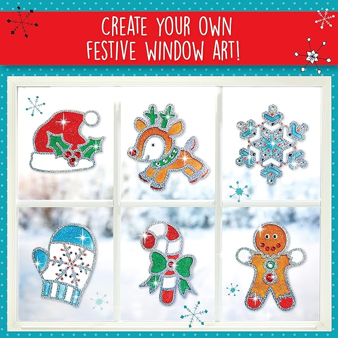 Creativity for Kids Holiday Easy Sparkle Window Art Kit - Glitter Paint for DIY Christmas Decorations, Kids Crafts & Seasonal Home Decor (Great for Windows, Glass Doors & Holiday Displays)
