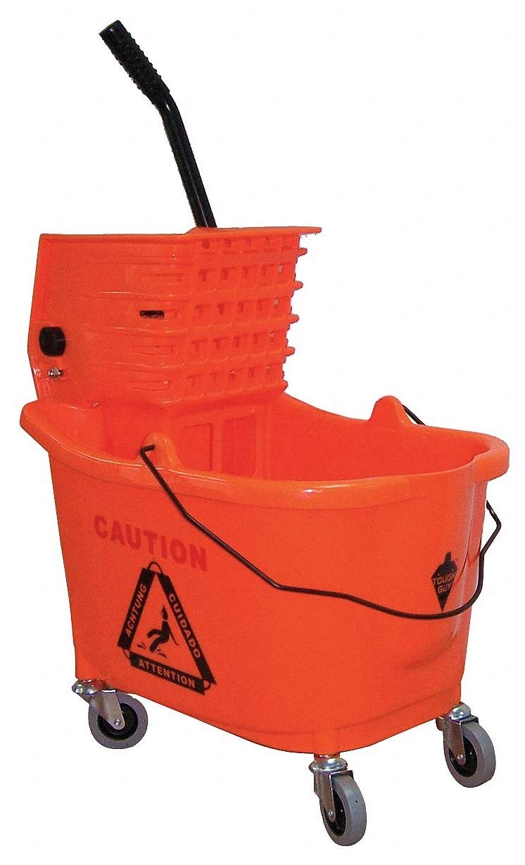 TOUGH GUY 8.75 Gallon Orange Plastic Mop Bucket with Wringer - Heavy Duty Cleaning Bucket for Floors, Garages & Commercial Use - Ideal for Home, Office, and Janitorial Cleaning