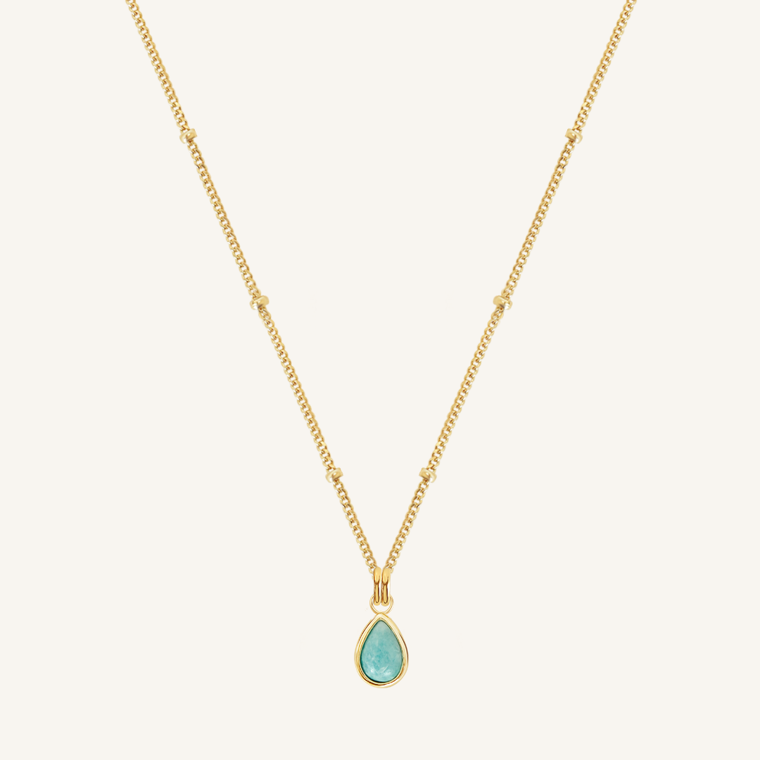 Amazonite Gemstone Charm Necklace for Women - Healing Crystal Jewelry for Positive Energy & Stress Relief - Perfect for Meditation, Yoga & Spiritual Gifts