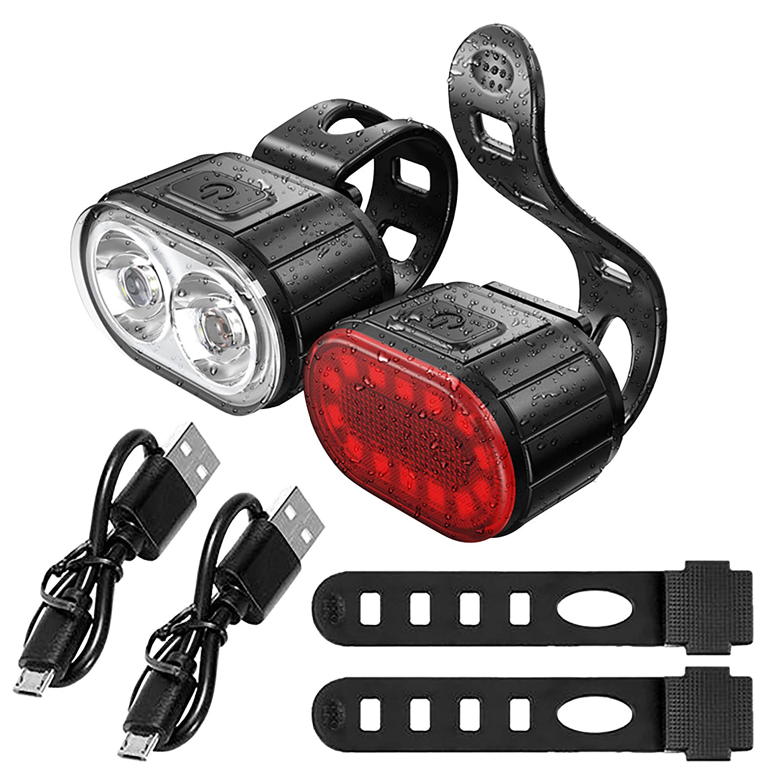 Charella Bicycle Lights Set - Bright LED Headlight & Taillight for Mountain Bikes, Road Bikes & Commuting - Waterproof Bike Lights for Night Riding Safety (EC6 Model)