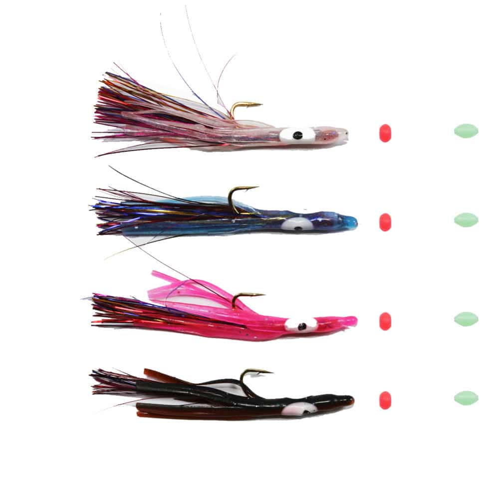 Ahi USA Micro Squid Sabiki Rigs - Saltwater Fishing Lures for Trout, Flounder & Panfish - Perfect for Pier, Shore & Kayak Fishing