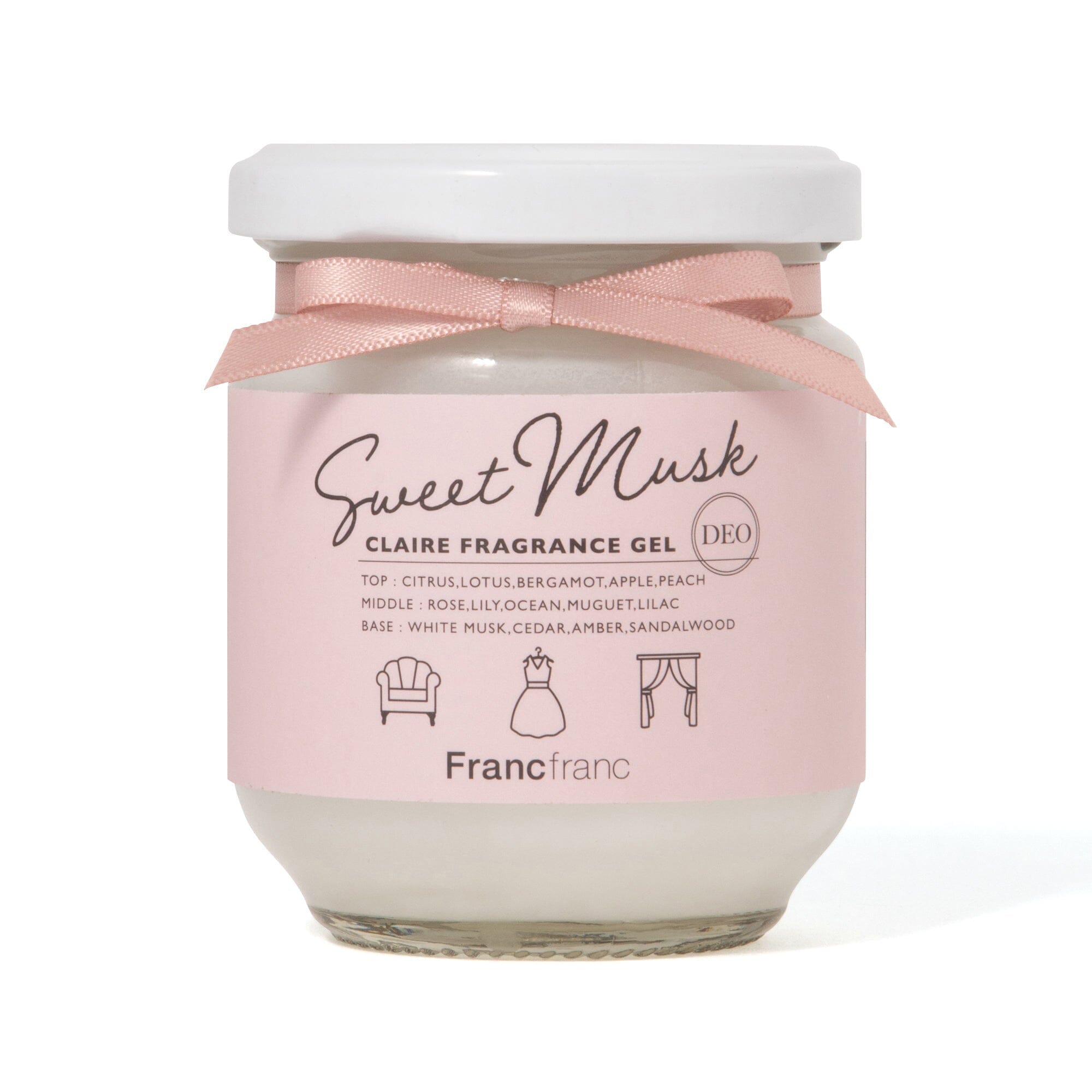Claire Sweet Musk Deodorizing Fragrance Gel - Pink Scented Air Freshener for Home, Bathroom, Car & Office