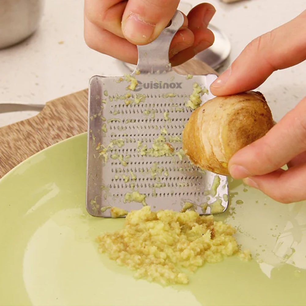 Premium Cuisinox 11-Inch Stainless Steel Ginger Garlic Grater - Easy to Use, Dishwasher Safe - Perfect for Grating Ginger, Garlic & More in Your Kitchen
