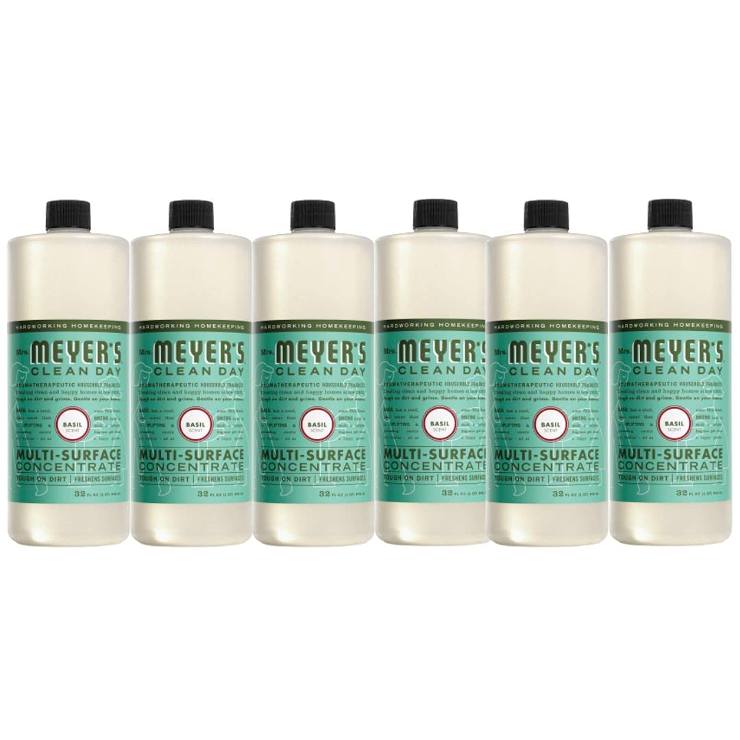 Multi-Surface All Purpose Cleaner Concentrate Refill - 32 Oz (Pack of 6) | Bathroom, Floor & Counter Cleaner | Basil Scented | Ideal for Home, Kitchen, Office & Commercial Use