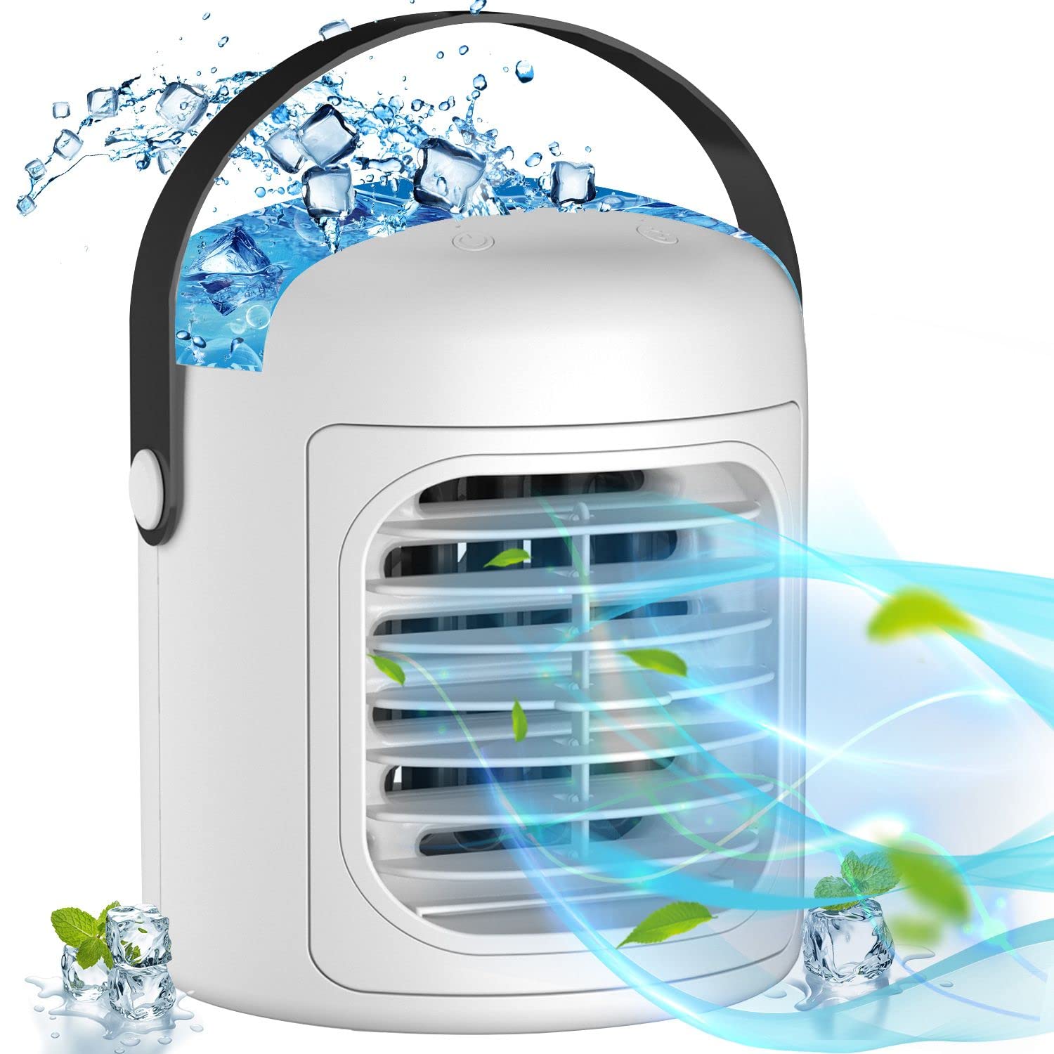 Portable Air Conditioner - 3-in-1 Personal Air Cooler with Ice Packs & 2000mAh Rechargeable Battery, Mini Desk AC for Home, Office, Bedroom, Dorm - Stay Cool Anywhere!