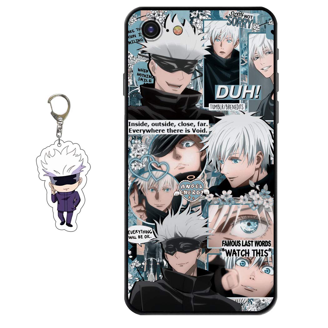 Anime Gojo Satoru Figure Keychain Soft Silicone TPU Phone Case Compatible with iPhone 7/8/SE 2020 - Cute Protective Cover for Daily Use, School & Work