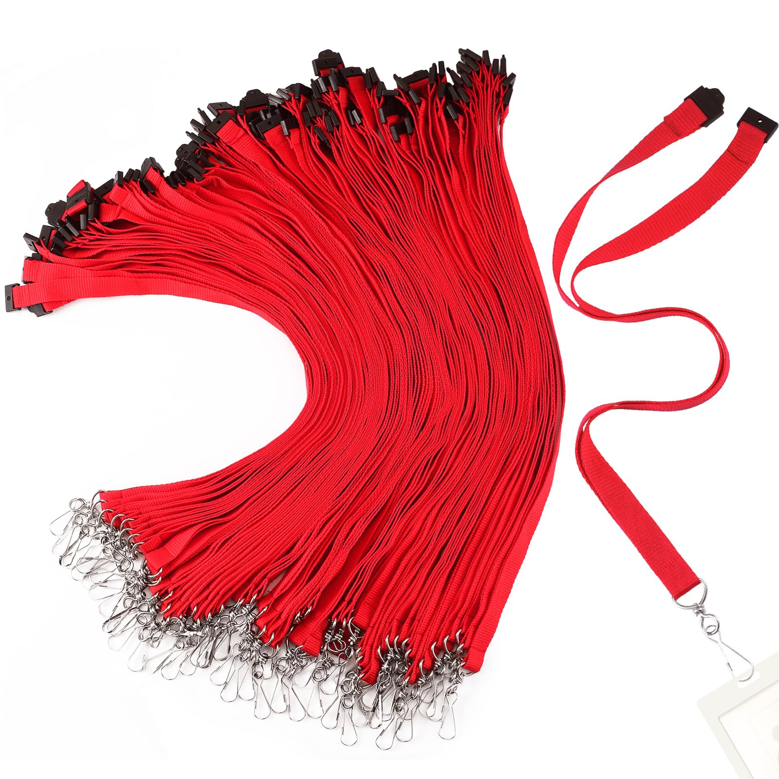 Breakaway Lanyards 60 Pcs with J Hook for ID Badges & Cards - Office & Events (Red)