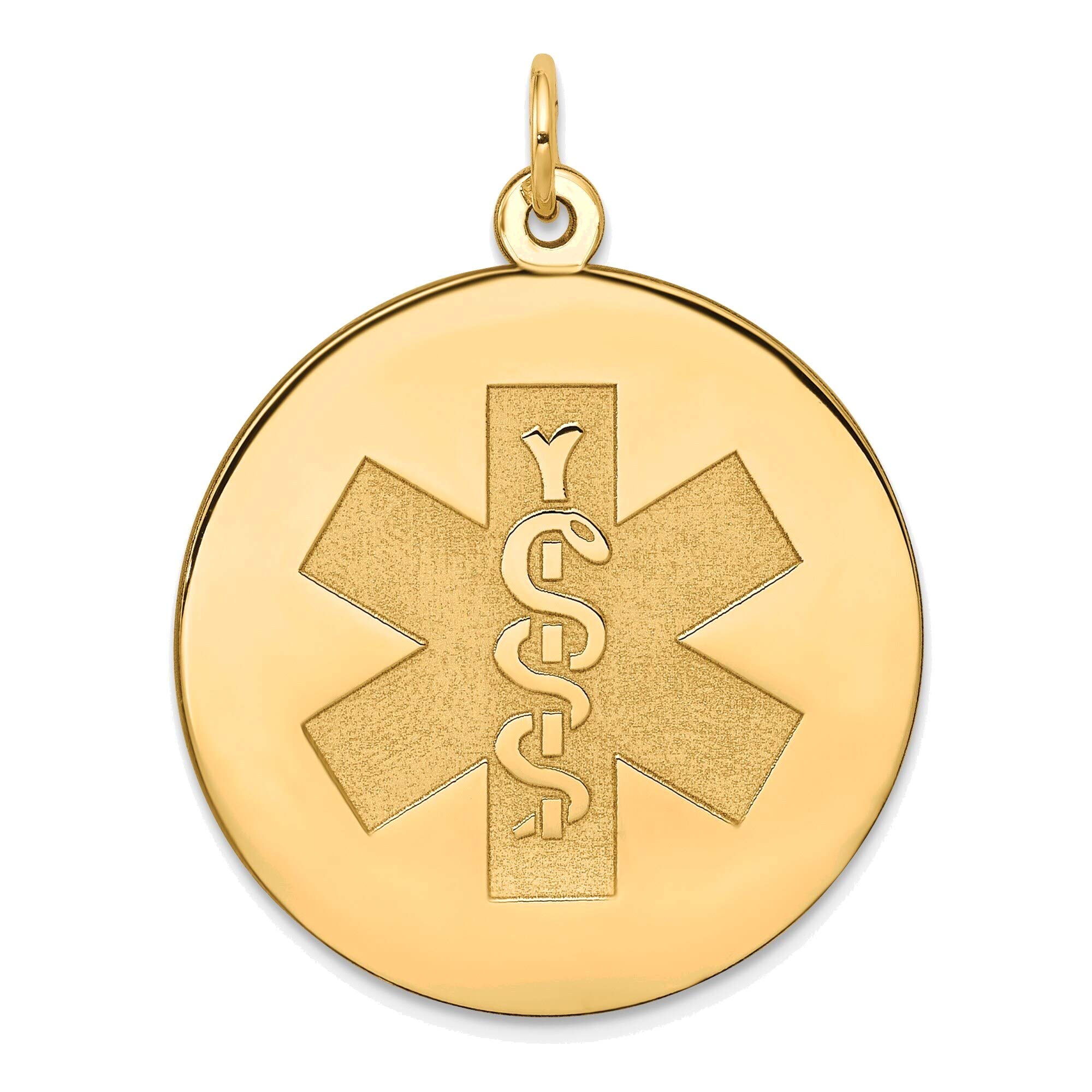 14K Yellow Gold Medical Jewelry Pendant for Emergency ID