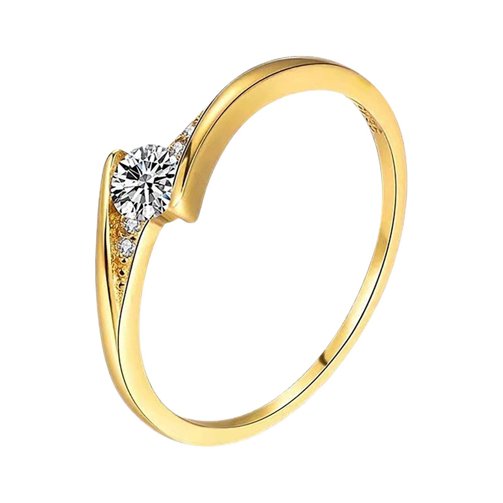 14K Gold Plated Cubic Zirconia Eternity Wedding Band Ring - Stackable Promise Ring for Women, Shiny CZ Diamond Engagement Ring Jewelry Gift for Her, Mother's Day, Anniversary & Bridal Occasions