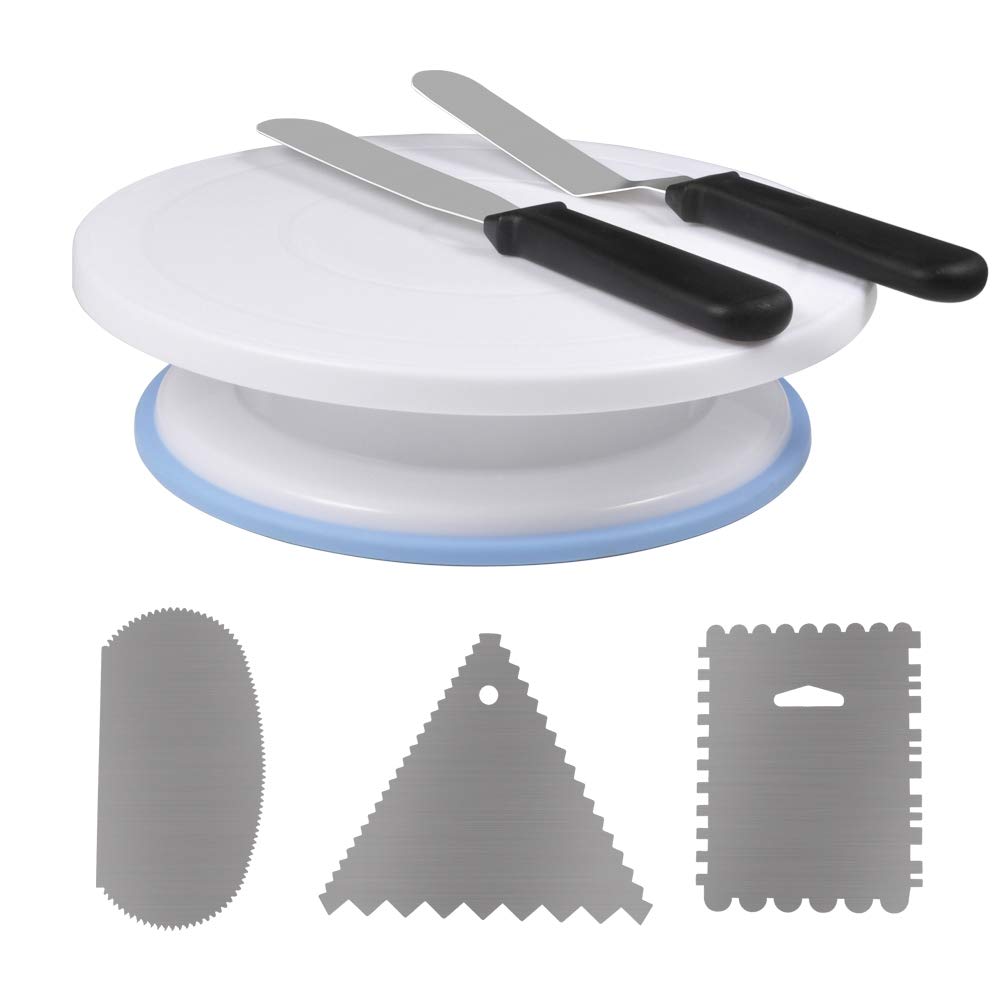TOPINCN 11 Inch Rotating Cake Turntable Stand - Professional Cake Decorating Kit with Tips & Tools for Baking, Icing, and Fondant - Perfect for Birthday Cakes, Wedding Cakes, and Home Baking