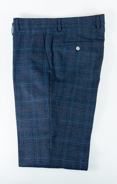 Cavani Cody Blue Check Slim Fit Trousers for Men - Stylish Office & Casual Wear | Perfect for Business, Dating & Formal Events