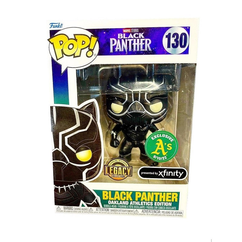 Black Panther Legacy Collection Pop! Vinyl Figure - Oakland A's Exclusive Edition [130] | Marvel Superhero Collectible for Fans & Gift for Movie Lovers | Perfect for Display, Gifting, and Comic Conventions