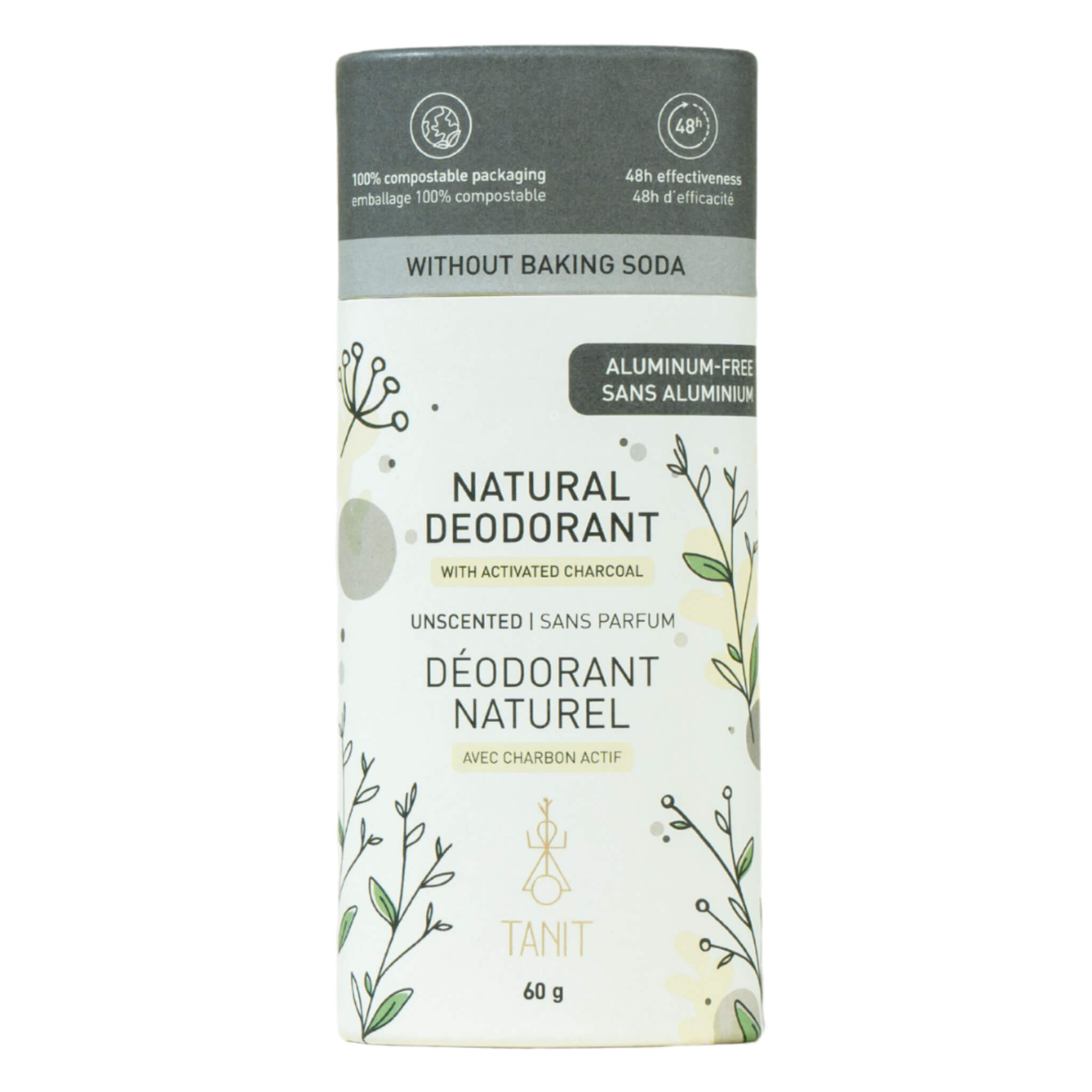 Natural Solid Deodorant for Men & Women - Unscented with Activated Charcoal for Odor Protection | All-Day Freshness for Workouts, Office & Daily Use