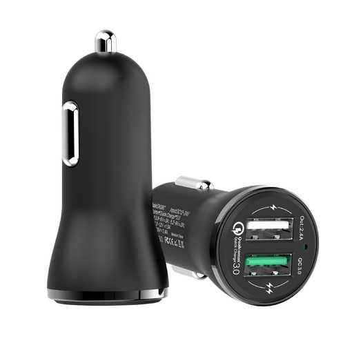 Dual USB Car Charger 2.4A Fast Charger - Compatible with iPhone, Samsung, Huawei, Xiaomi, iPad - Perfect for Road Trips & Daily Commuting