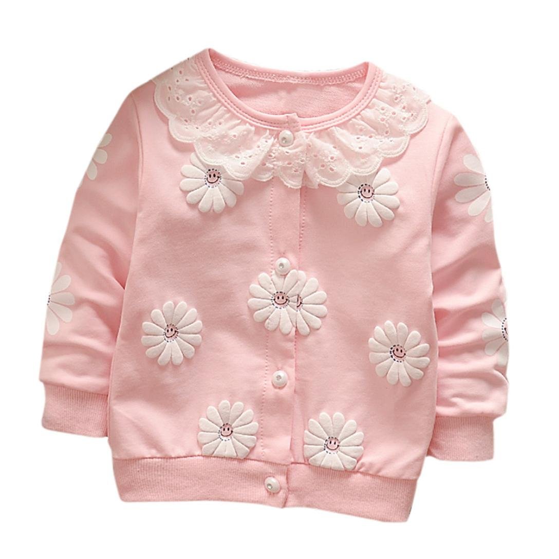 KONFA Toddler Baby Girls Solid Chrysanthemum Button Shirt Blouse - Cute 0-3 Years Old Casual Tops & Warm Clothes for Playdates, Daycare & Family Outings