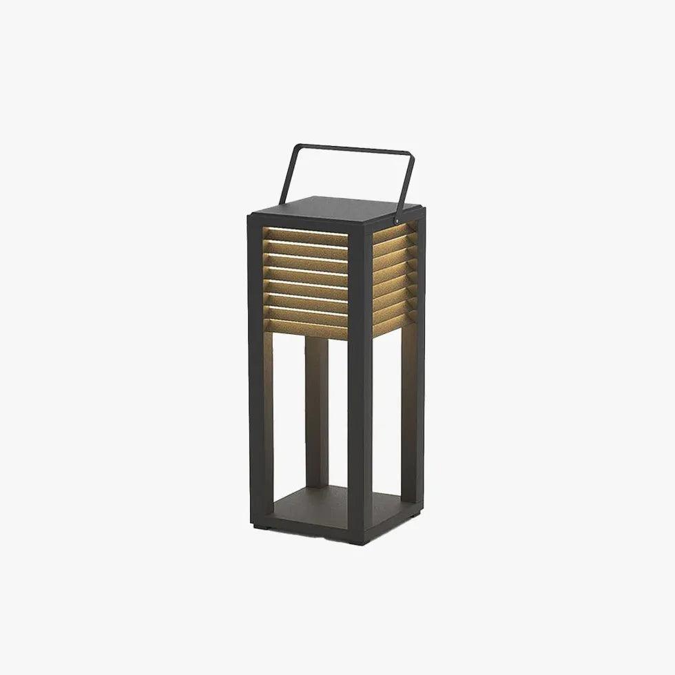 Modern Venetian Blinds Cuboid Outdoor Floor Lamp - Waterproof LED Patio Light for Garden, Porch, Deck & Backyard Decor