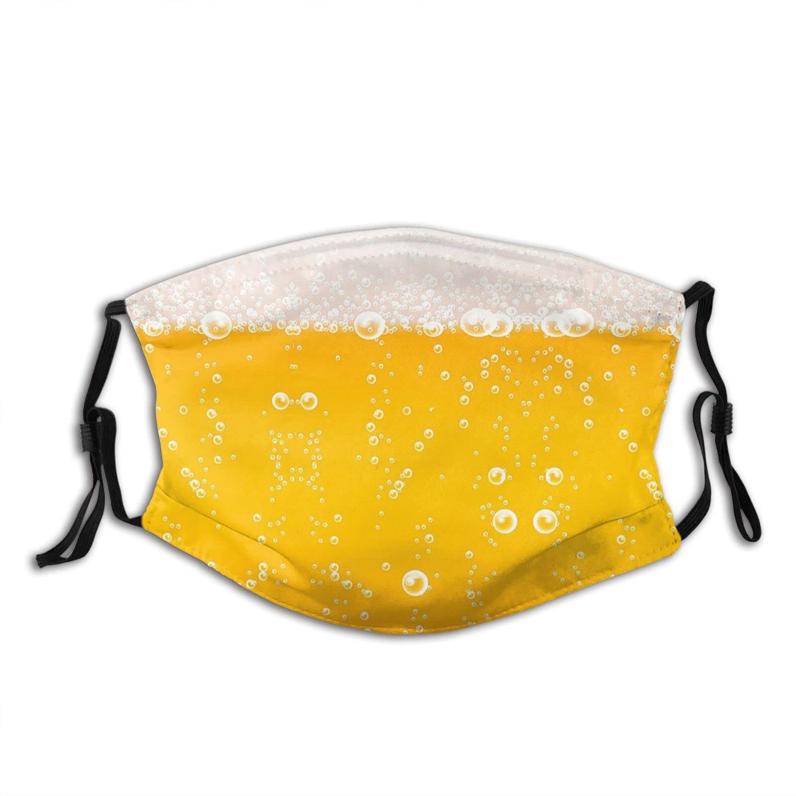 Funny Yellow Beer Face Mask - Washable, Adjustable & Fashionable for Bar Parties, Halloween & Costume Events - Perfect for Pub Crawls & Themed Gatherings