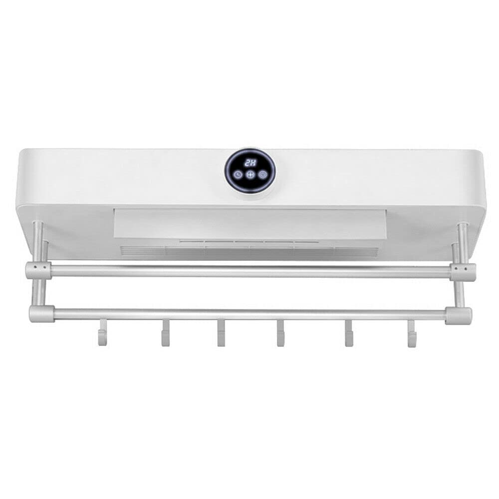 500W Smart Electric Heated Towel & Clothes Drying Rack - Wall Mounted Bathroom Shelf with Top Storage & Hanging Rod - Fast Self-Warmer for Towels, Robes & Laundry - Perfect for Bathroom, Bedroom & Kitchen (White)