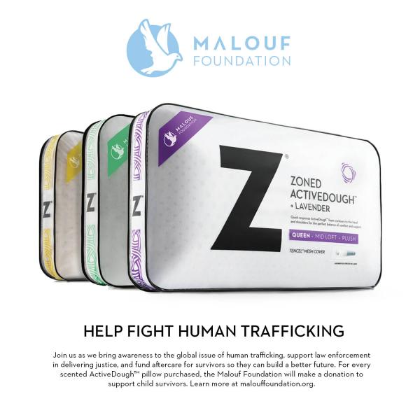 MALOUF Zoned Activedough Lavender Pillow - Cooling Gel Memory Foam for Neck & Back Pain Relief - Perfect for Side, Back & Stomach Sleepers - Home & Travel Use