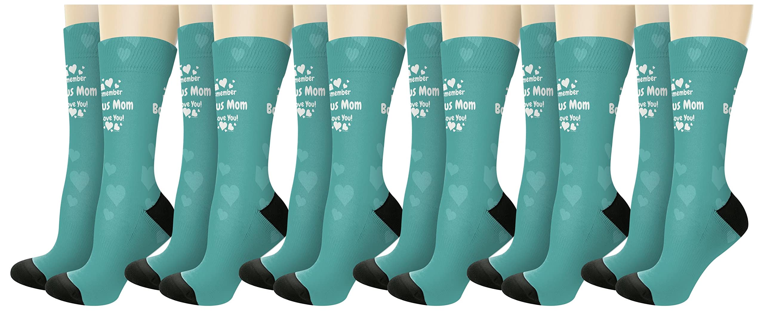 Remember Bon-s Mom I Love You Novelty Crew Socks - Funny Gift Socks for Women & Men - Comfortable Cotton Socks for Casual Wear, Gifts, and Special Occasions