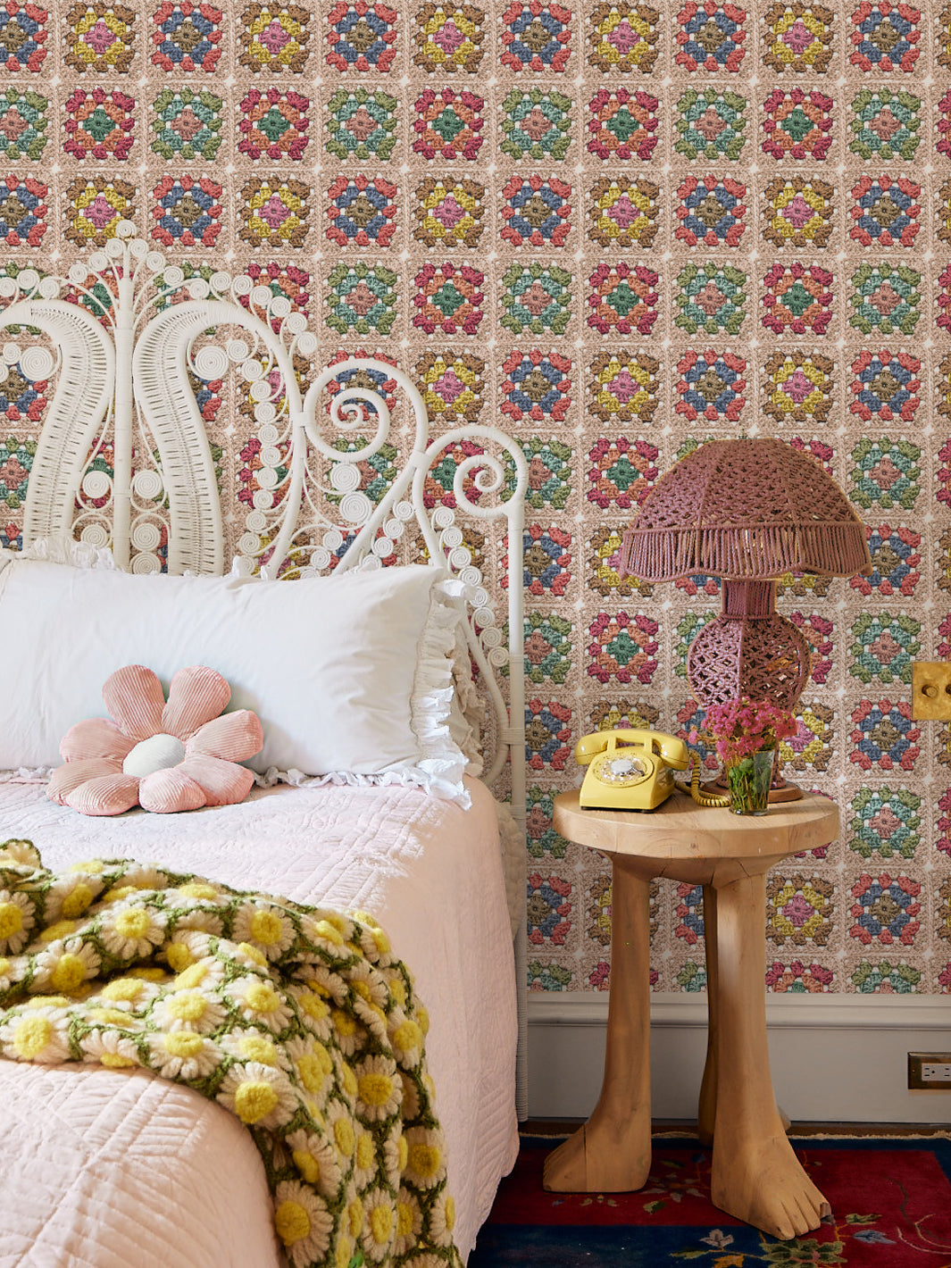 Lingua Franca Granny Squares Wallpaper - Taupe Multi Pattern Peel and Stick Wallpaper for Bedroom, Living Room & Nursery Decor