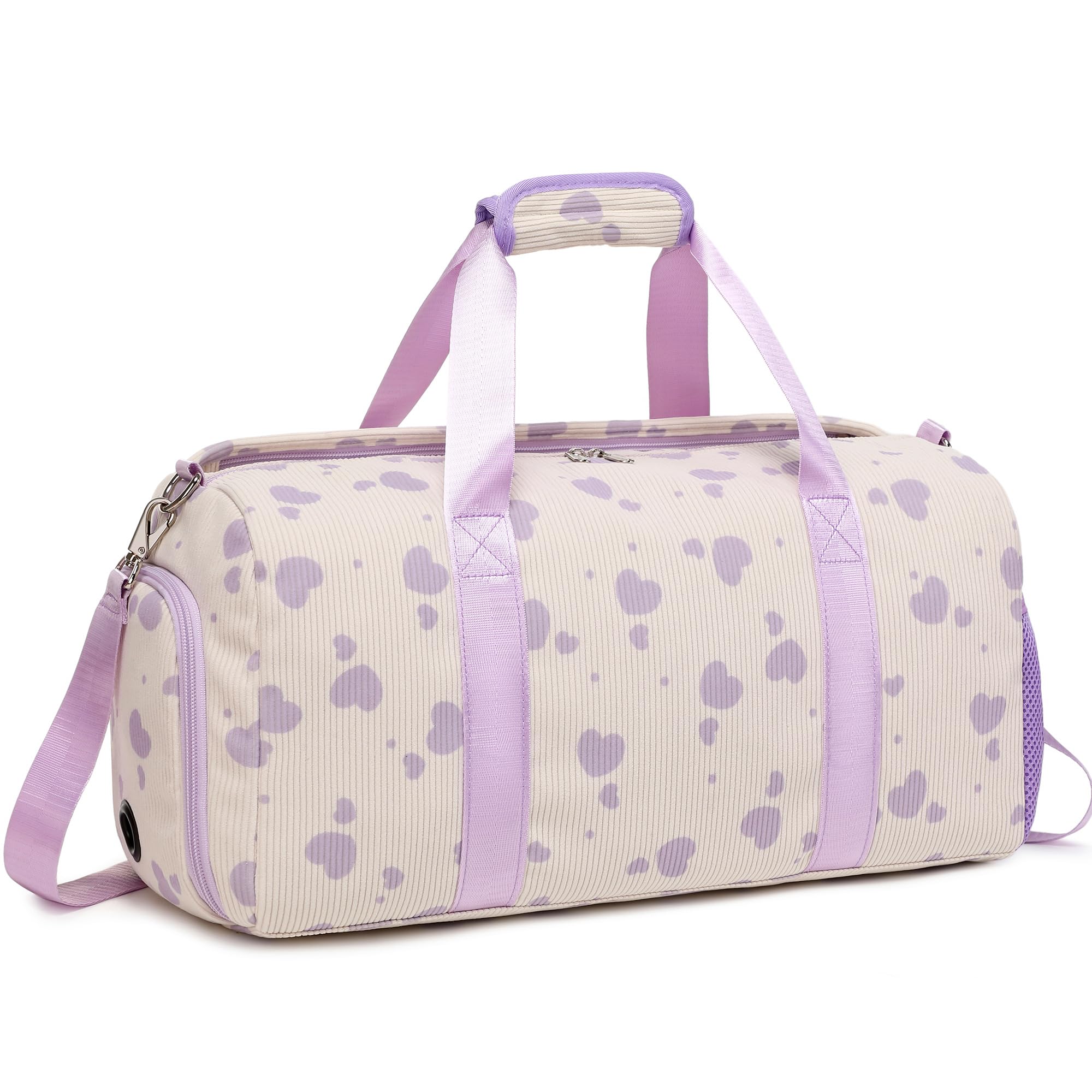 Corduroy Dance Duffle Bag for Girls with Shoe Compartment - Gym & Sleepover