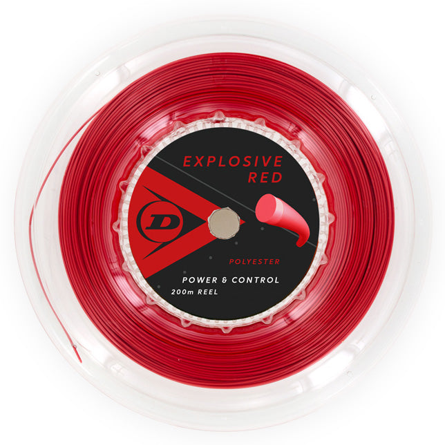 Dunlop Explosive Red 17/1.25 Tennis String Reel (660ft) - Premium Polyester String for Power & Control | Perfect for Competitive Play & Stringing Machines