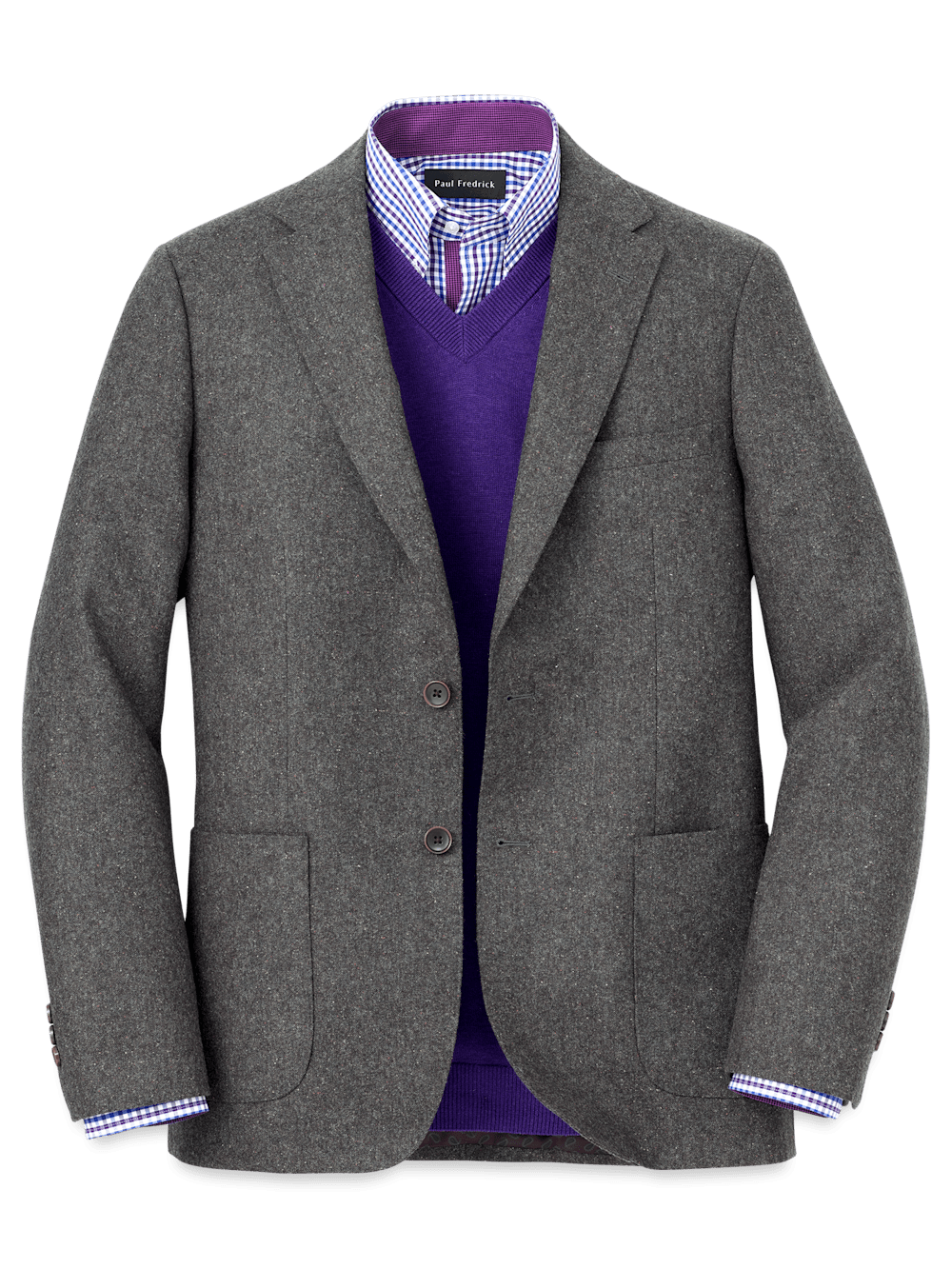 Premium Wool Blend Donegal Single Breasted Notch Lapel Sport Coat for Men - Charcoal Gray Business Casual Blazer for Office, Weddings & Formal Events