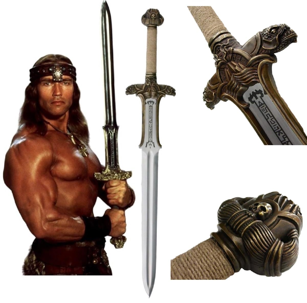 Handmade Conan Atlantean Sword - 42'' Viking Sword with 1095 Carbon Steel Blade, Full Tang & Brass Fittings | Leather Sheath | Collectible King Sword (7.5 lbs) | Perfect Gift for Men, Medieval Cosplay, Home Decor & Historical Reenactment