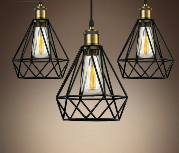 LEIKA Modern Geometric Pendant Light Fixture - Black Metal Ceiling Lamp for Dining Room, Kitchen Island & Living Room Decor