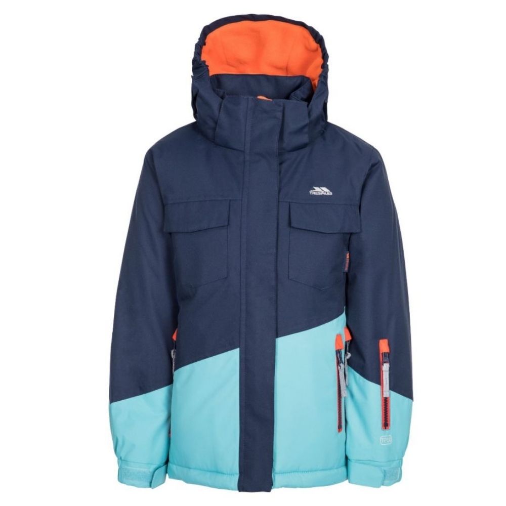 Trespass Settler Kids Ski Jacket - Waterproof Winter Coat for Boys & Girls - Navy Blue - Perfect for Snowboarding, Skiing & Outdoor Winter Activities