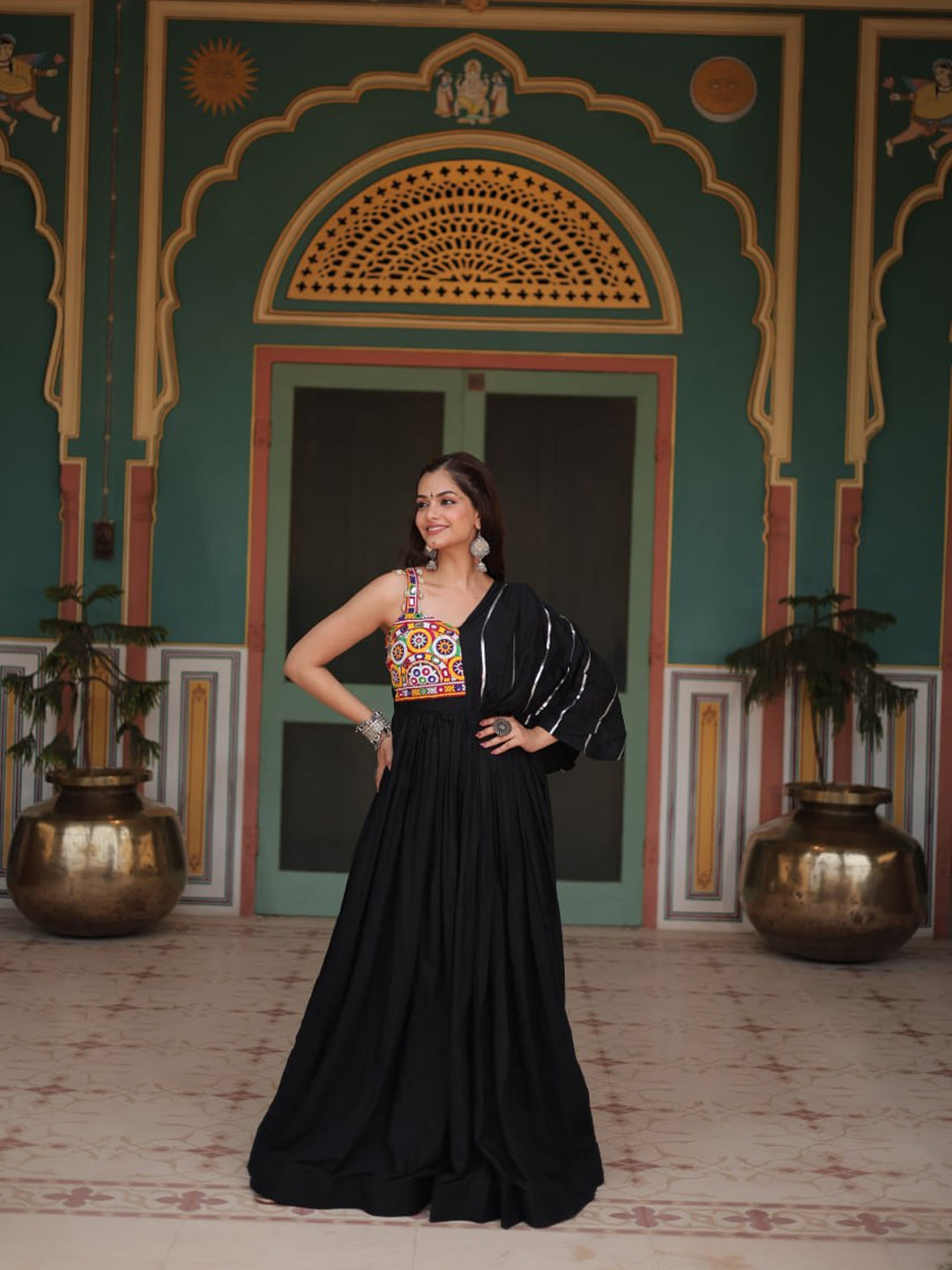 Black Navratri Special Heavy Embroidered Ready-Made Gown for Women - Perfect for Festivals, Weddings & Special Occasions