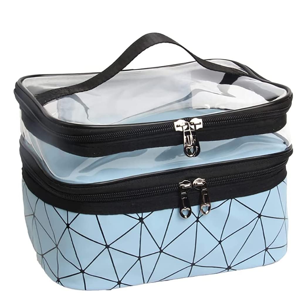 Vital Creations Large Leakproof Travel Toiletry Bag - Double Layer Waterproof Cosmetic & Makeup Pouch with Handle - Perfect for Airplane Carry-on, Gym, Camping & Weekend Getaways