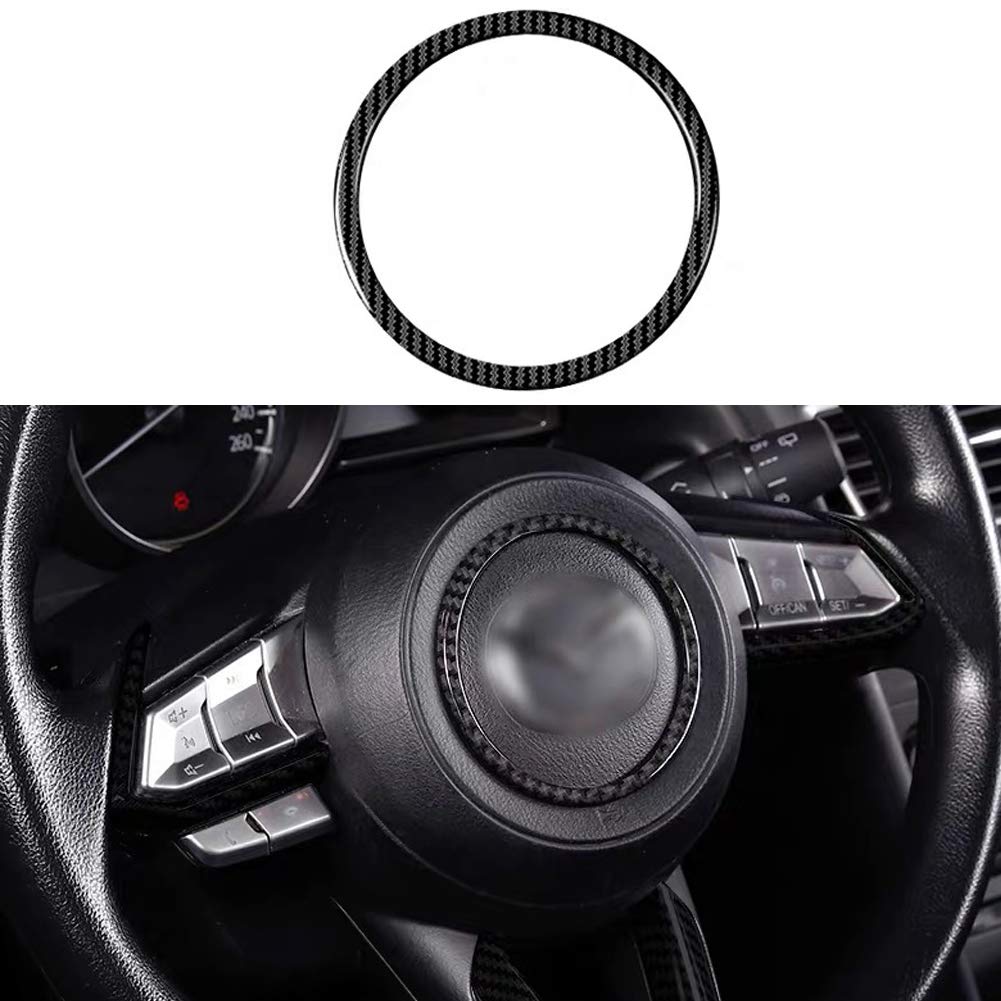 Premium Carbon Fiber Steering Wheel Emblem Decal for Mazda 3 6 CX-4 CX-5 CX-9 - Crystal Trim Sticker Cover Enhances Interior Style (Perfect for Car Customization & Luxury Upgrade)