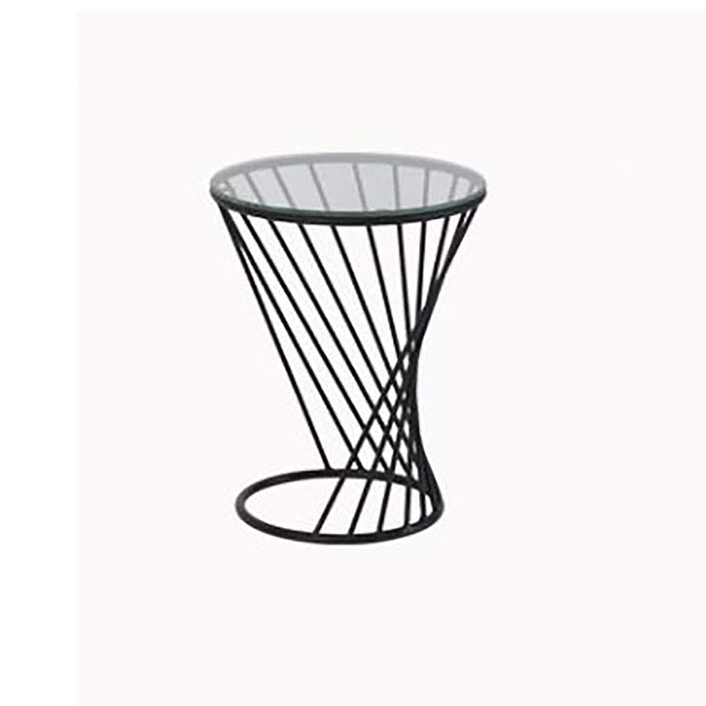 Modern Round End Table with Iron Frame & Glass Top - Golden Side Table for Living Room, Bedroom, Balcony | Perfect as Nightstand, Coffee Table, Sofa Corner Table & Leisure Table