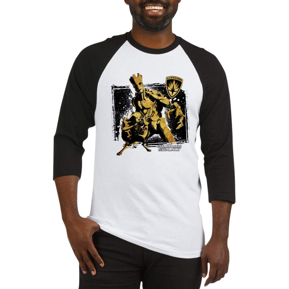 Guardians of the Galaxy Rocket & Groot Grunge Baseball T-Shirt | Vintage Marvel Graphic Tee for Men & Women | Perfect for Cosplay, Movie Nights & Comic Con