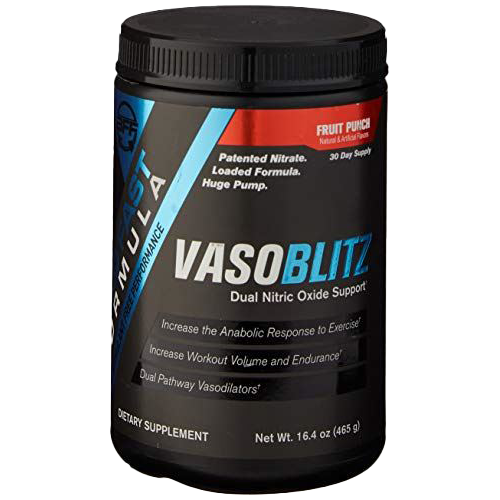 Build Fast Formula Vaso Blitz 465g Fruit Punch - Pre Workout Energy Powder for Muscle Growth & Endurance - Ideal for Gym, Bodybuilding & Athletic Performance