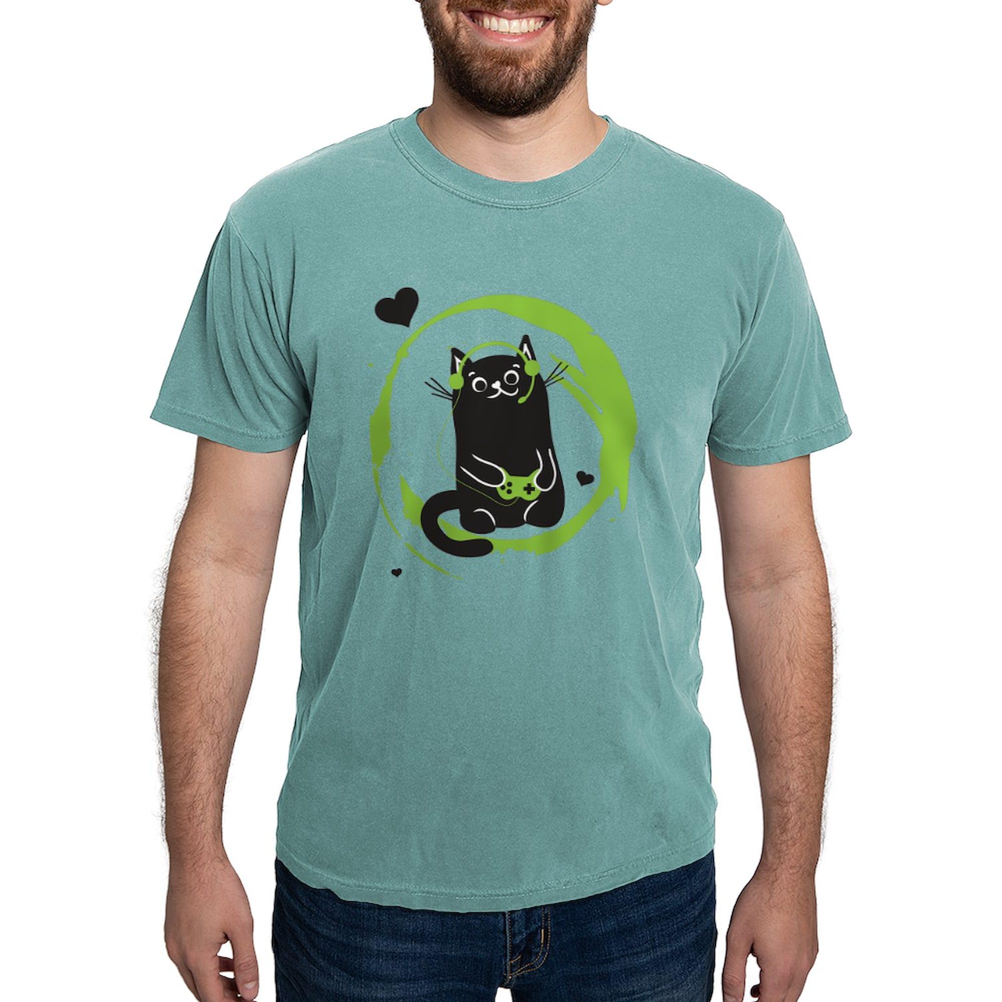 Gamer Cat T-Shirt for Men - Comfort Colors Soft Cotton Tee - Perfect for Gaming, Casual Wear & Everyday Outfits