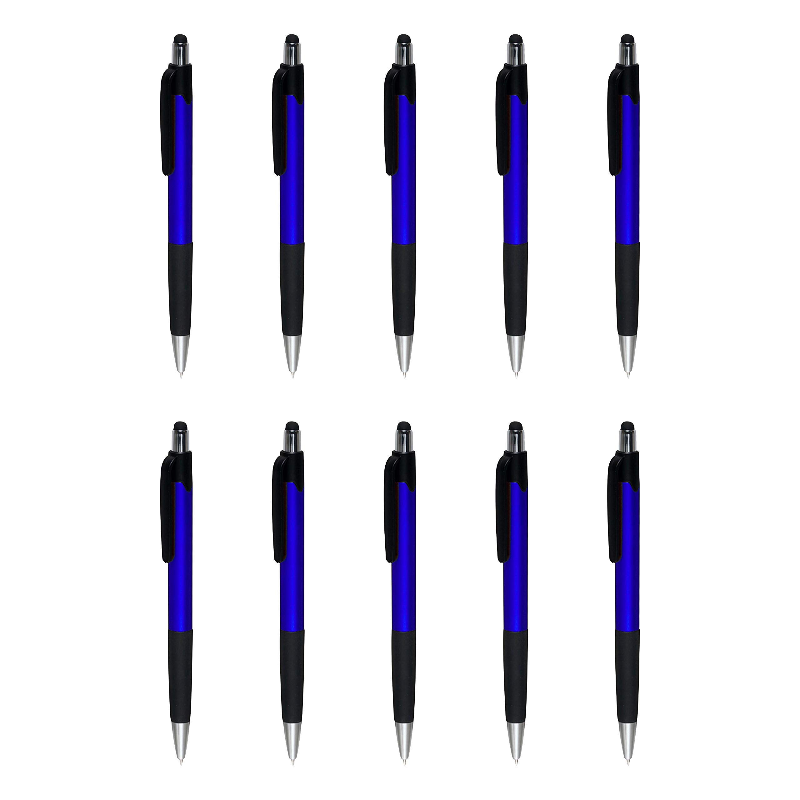 10 Pack Touch Screen Stylus Pens - Metallic Blue Plastic Pens for iPad, Tablet & Smartphone - Perfect for Note Taking, Drawing & Digital Signatures