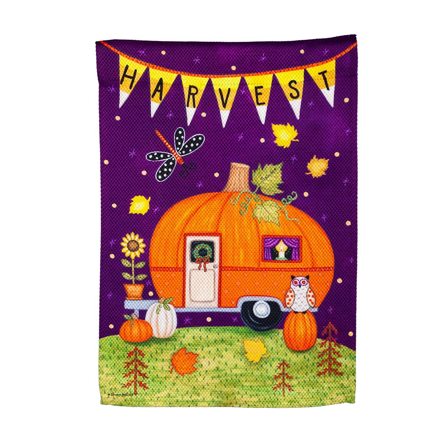 Harvest Camper Suede Garden Flag - Autumn Outdoor Decor for Porch, Yard & Seasonal Home Decoration