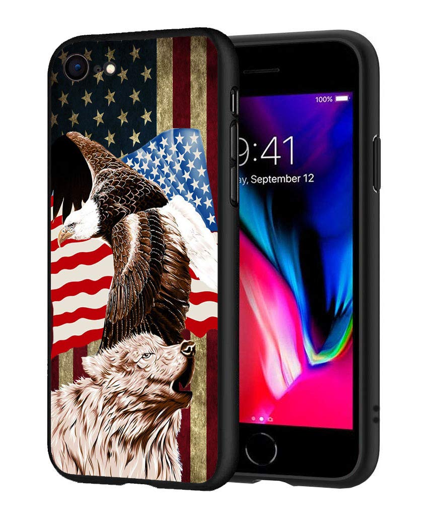 Premium Slim Shock-Absorbent Silicone Case for iPhone 7/8 (4.7 Inch) - American Flag with Bald Eagle & Polar Bear Design | Anti-Scratch Flexible Protection | Perfect for Daily Use, Outdoor Activities & Travel