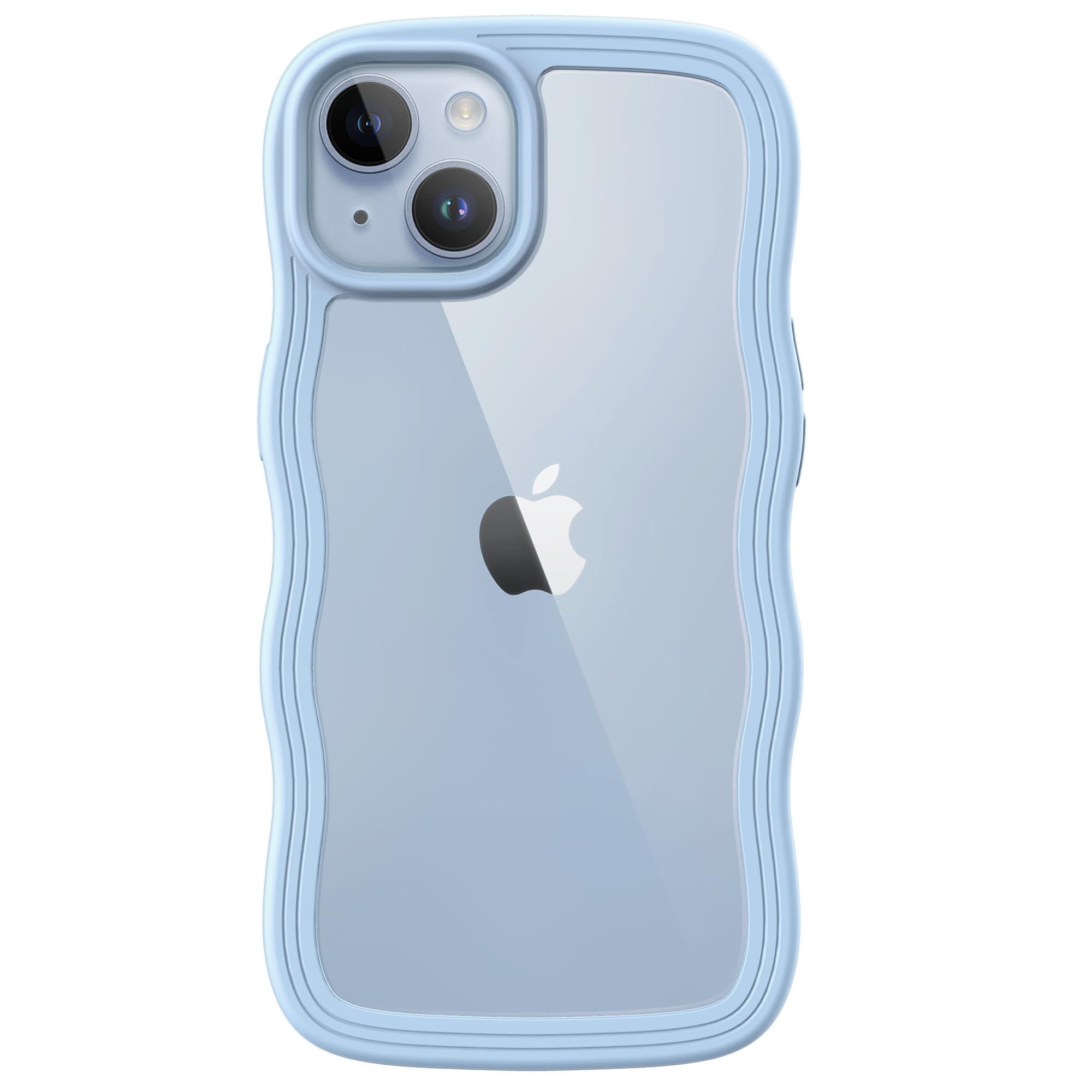 JETech iPhone 14 Plus Case 6.7 Inch - Cute Wave Frame Shockproof Clear Hard PC Phone Cover for Women & Girls (Blue) | Perfect for Everyday Protection & Stylish Outfits