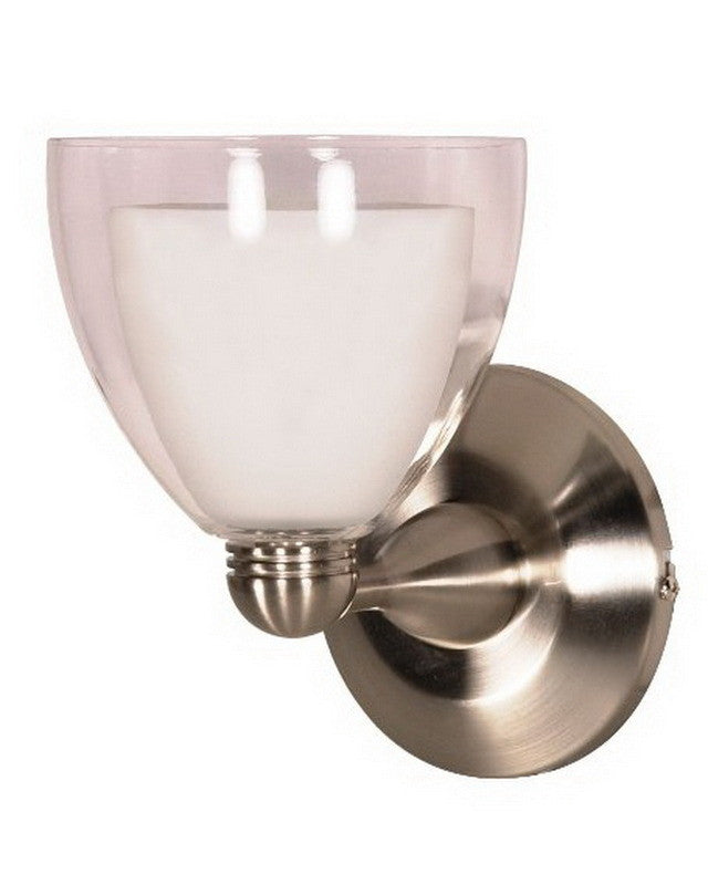 Nuvo Lighting 60 701 Brushed Nickel Wall Sconce with Arctic White Glass Shade - Modern One Light Fixture for Bedroom, Hallway, or Living Room Decor