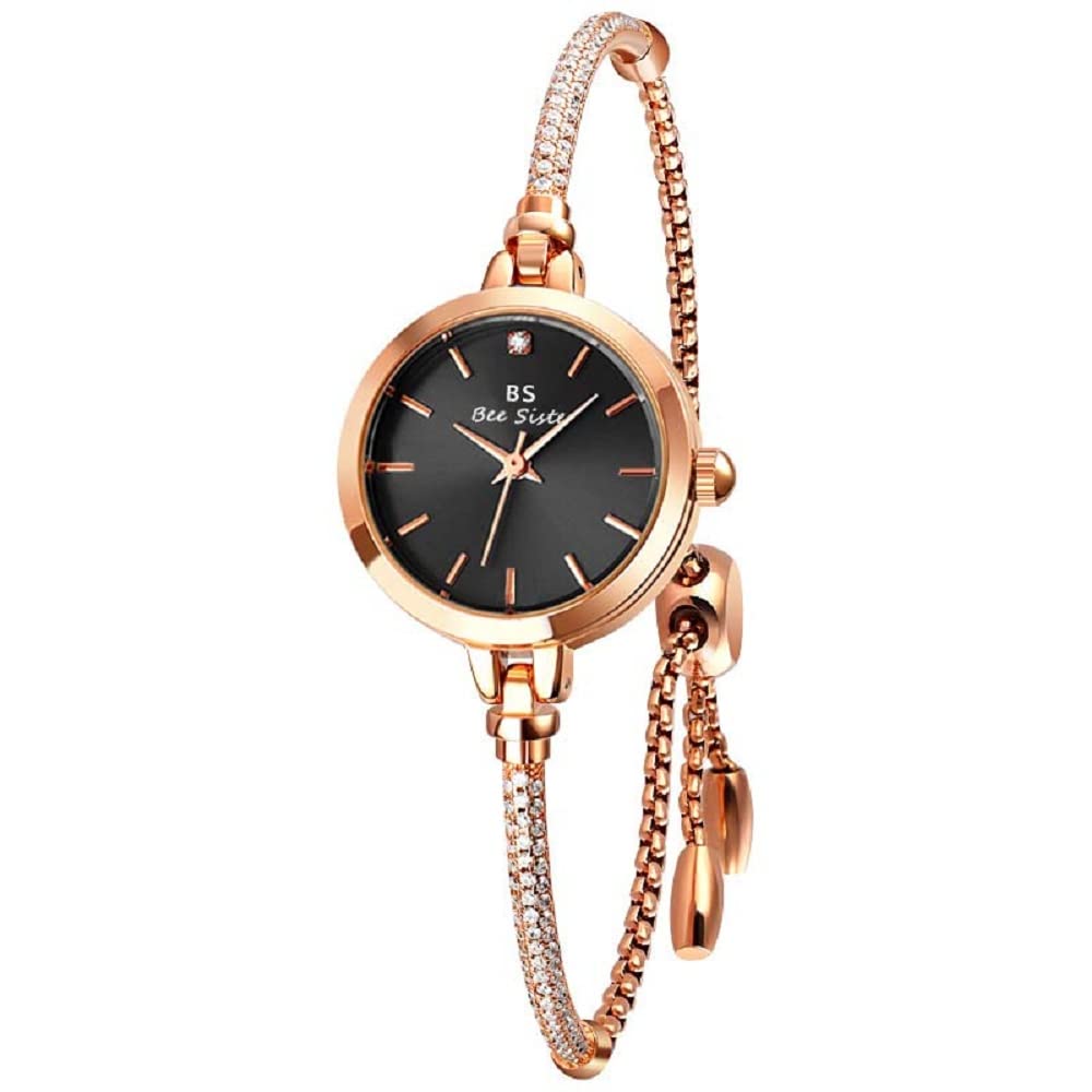 YIXING Rose Gold Black Women's Fashion Watch - 30m Waterproof Analog Wristwatch for Women - Perfect for Office, Dating & Everyday Wear (Model 1676)