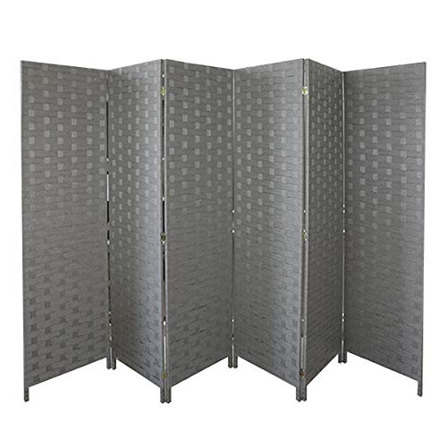Cocosica 6-Panel Wood Mesh Woven Room Divider Screen - Double Sided Foldable Partition with Natural Paper Rope Design for Bedroom, Living Room, Office & Event Space - Perfect for Privacy, Room Separation and Home Decor