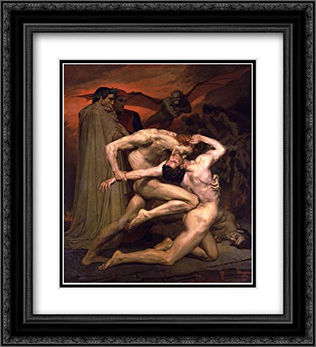 William Adolphe Bouguereau Dante and Virgil in Hell 20x22 Black Ornate Framed Museum Art Print - Classic Oil Painting Reproduction for Home Decor, Office Wall Art & Gift