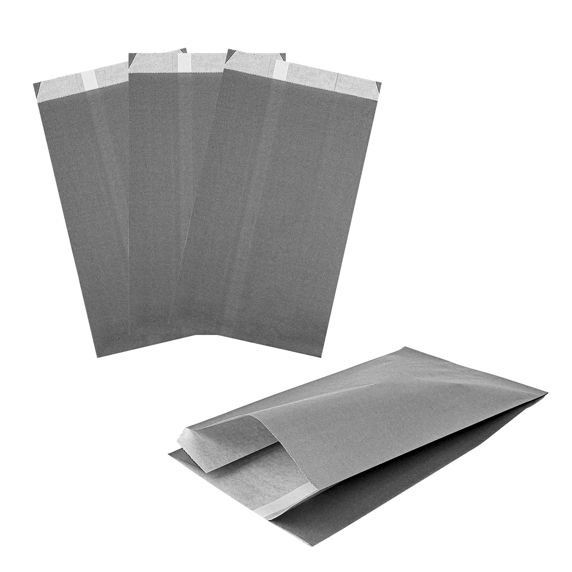 Eco-Friendly Gray Paper French Fry & Snack Bags - 5 x 3 x 8 3/4 Inches (100 Count) - Perfect for Restaurants, Food Trucks & Party Snacks